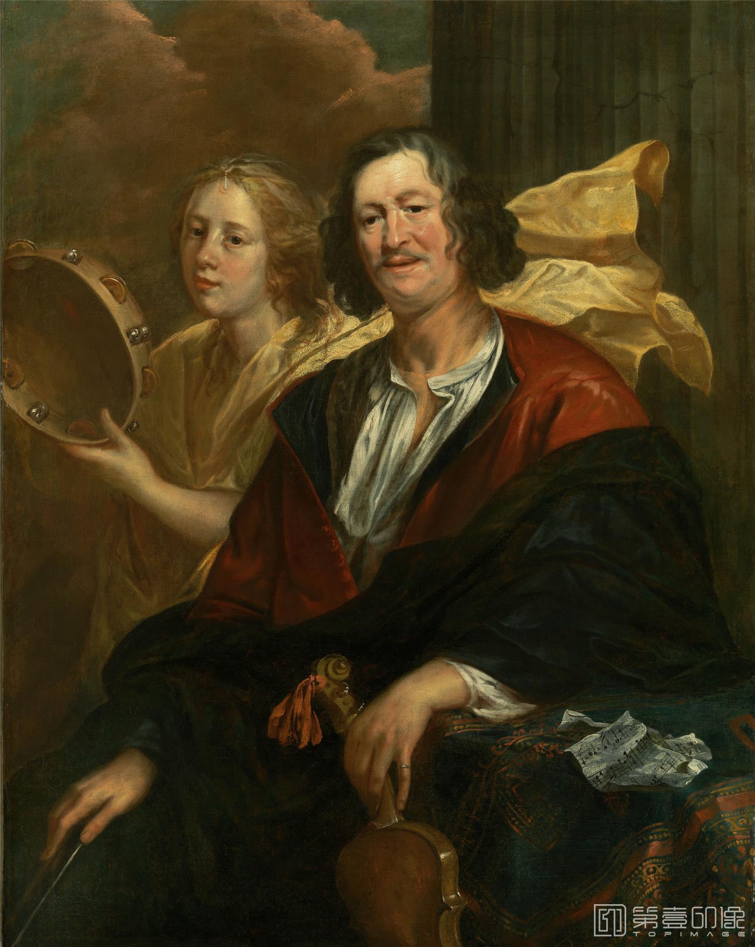 油画-列支敦士登皇家美术馆-Jacob JordaensPortrait of a Musician with his Muse-232